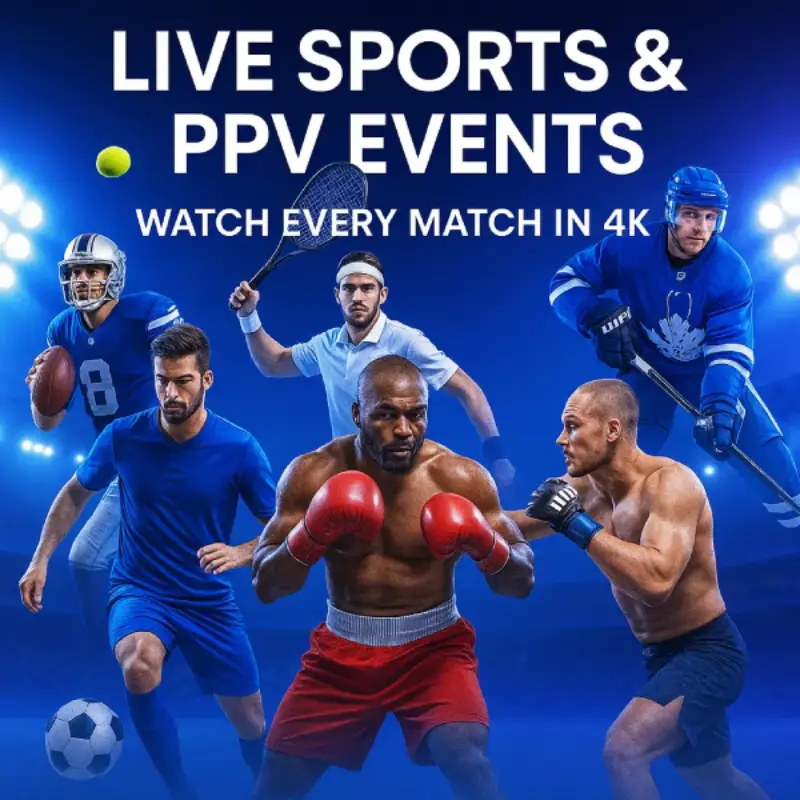 High-quality IPTV USA sports streaming image displaying PPV-style action in smooth 4K.
